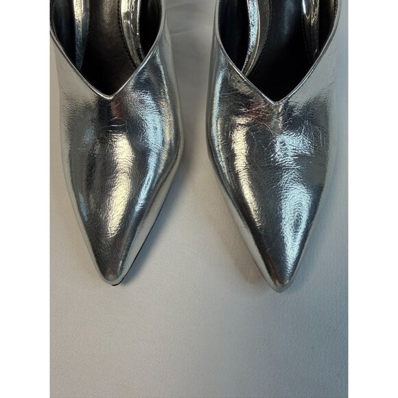 Vince Camuto Bridget Women's Size 5 Mule SIlver Leather High Heel Pointed Classy - Picture 4 of 11